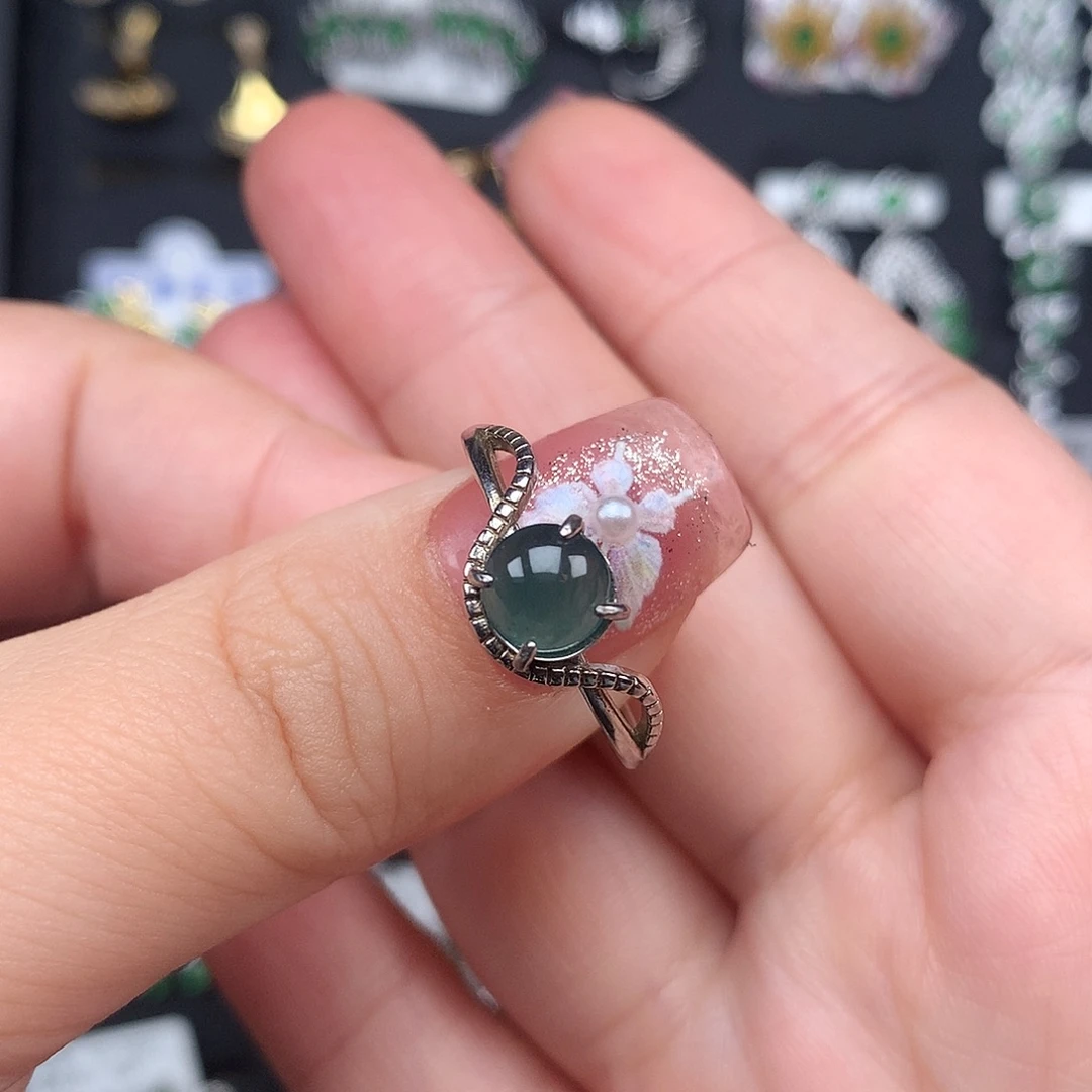 翡翠银S925镶嵌耳饰