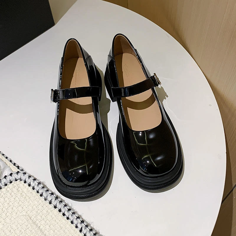 厚底玛丽珍女鞋2025新款两穿学院风小皮鞋真皮圆头搭扣休闲单鞋子