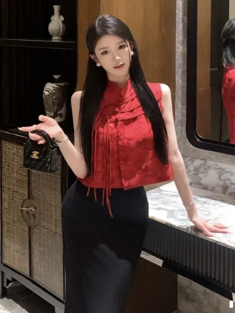 新中式马甲新款外穿复古国风盘扣高级感马甲上衣 7270