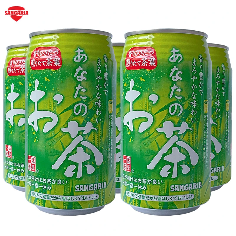日本进口SANGARIA三佳利一休茶屋绿茶饮料无糖日式茶饮品340g*3罐