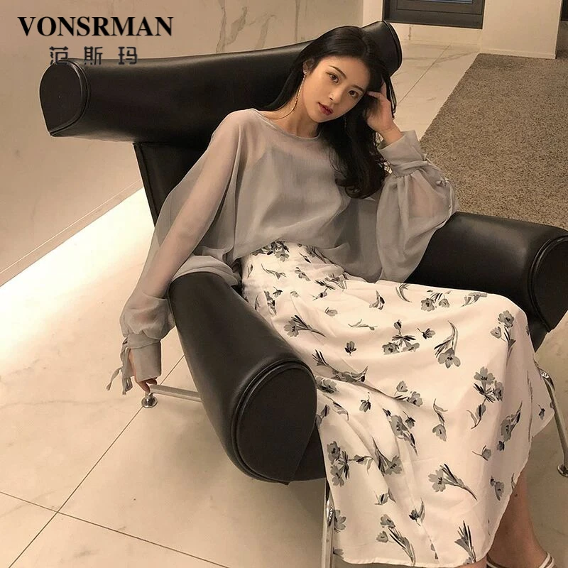 VONSRMAN初春女装套装裙高个子穿搭女生长裙轻熟风港味夏季连衣裙