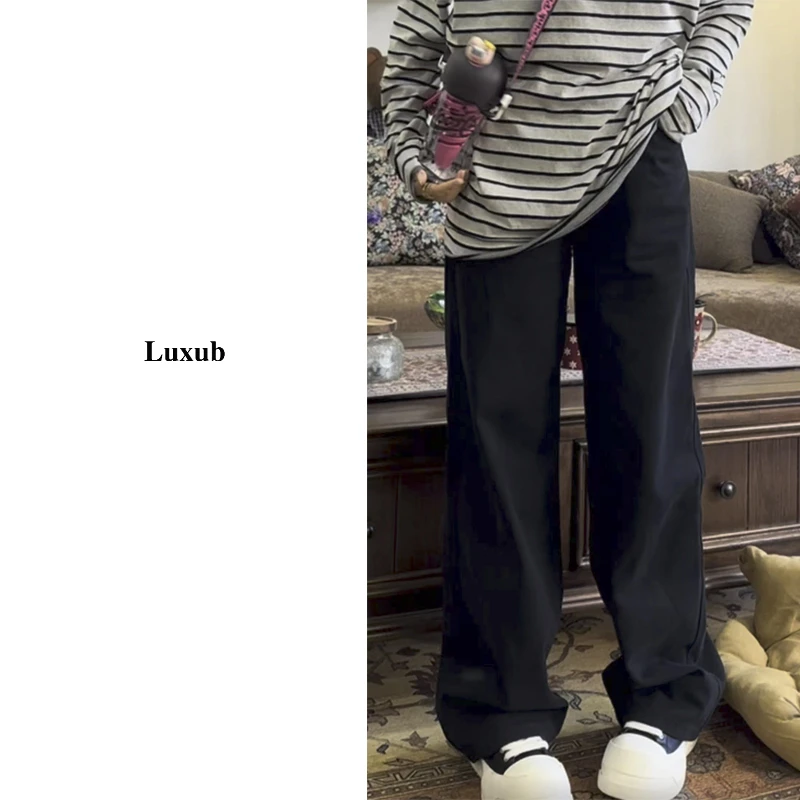 【直筒筷子腿】直筒黑色牛仔裤遮胯宽梨形身材显瘦休闲长裤/BY