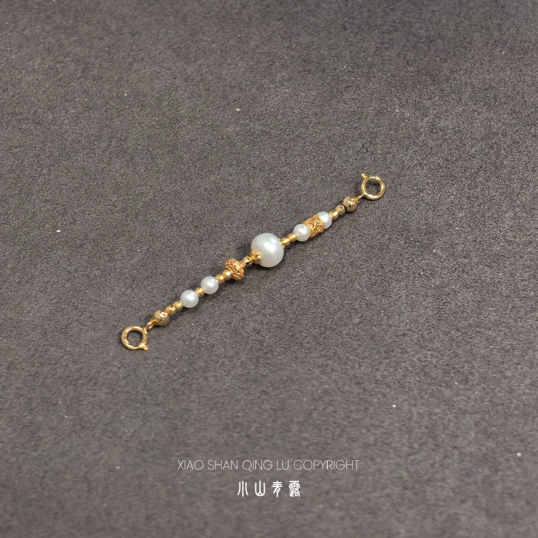 首席严选-【W2228】天然淡水珍珠DIY延长链 S925银镀金镶嵌