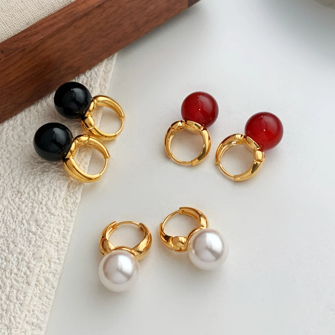 铜合金仿珍珠耳饰 刘亦菲同款复古耳环爆款轻奢高级感气质耳扣