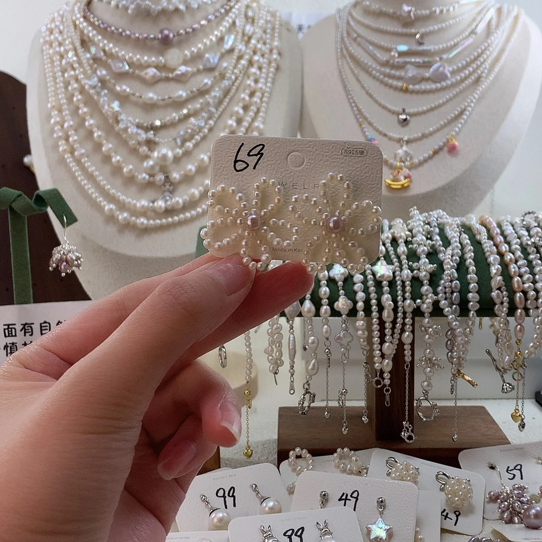 耳饰淡水珍珠银S925镶嵌