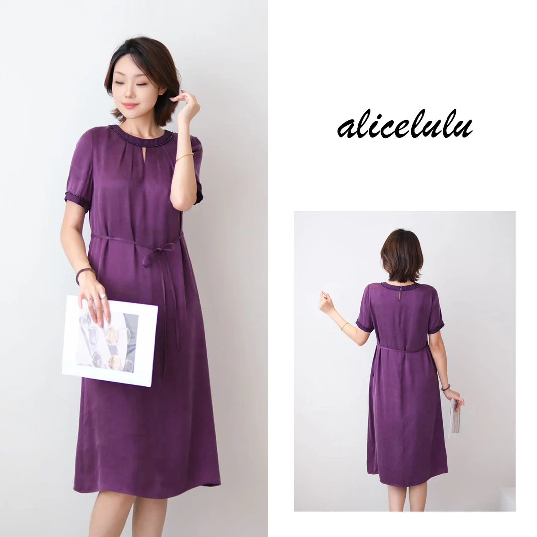 6alicelulu 时尚百搭系带连衣裙垂感收腰舒适优雅 S2143677W