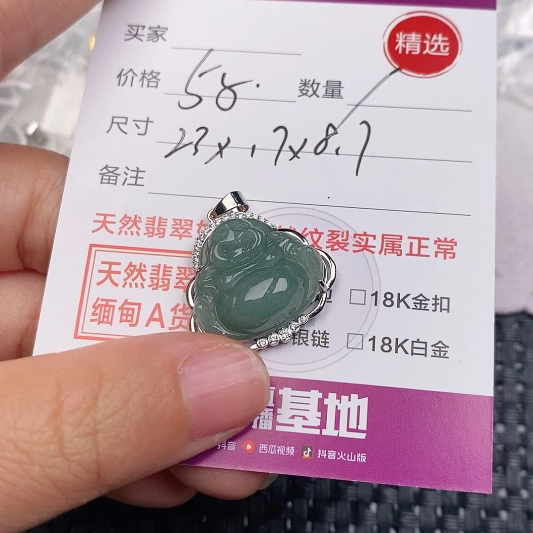 颈饰银S925镶嵌翡翠