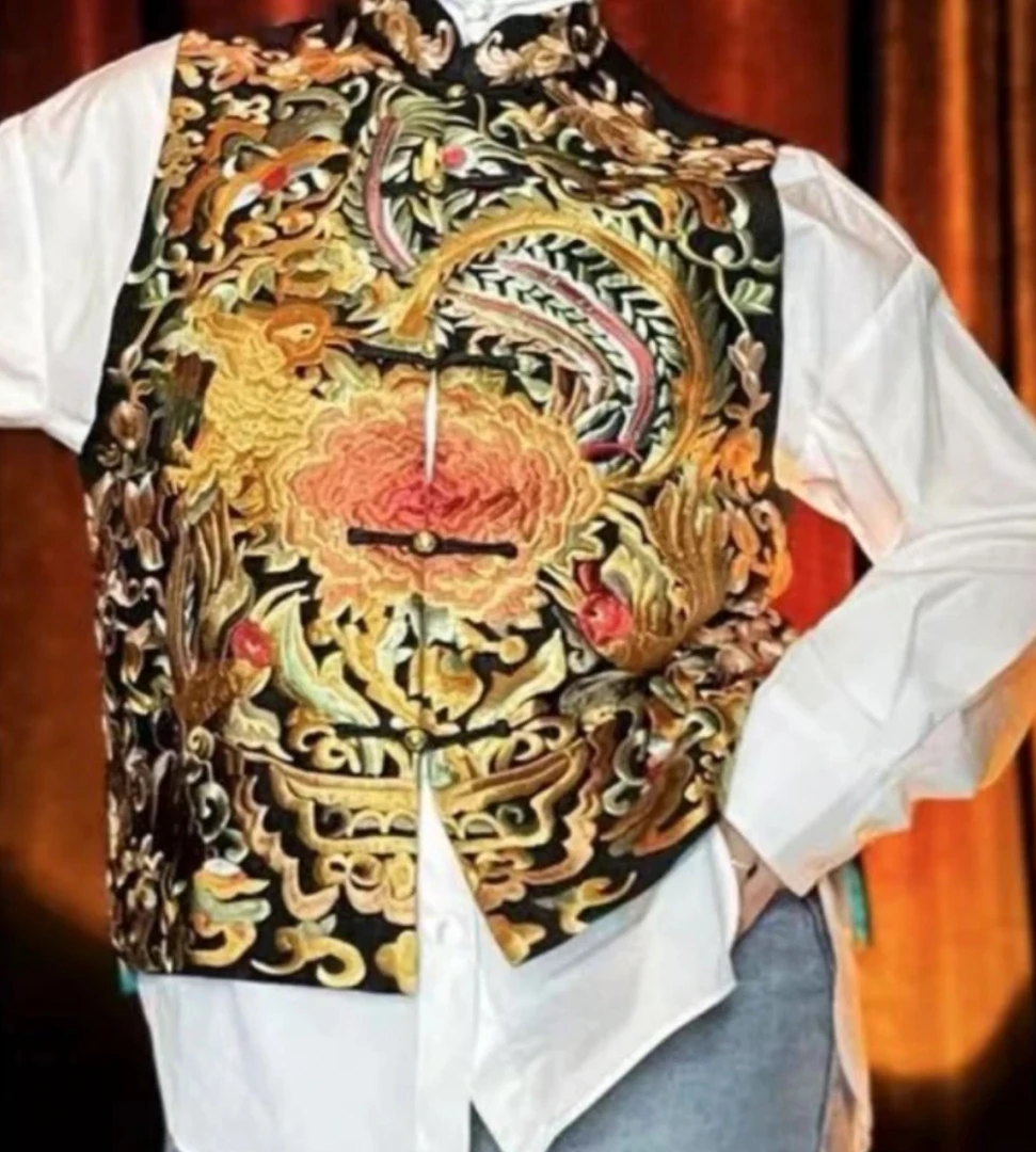 【金凤牡丹】新中式重工刺绣设计感对襟马甲2025A0234-安和