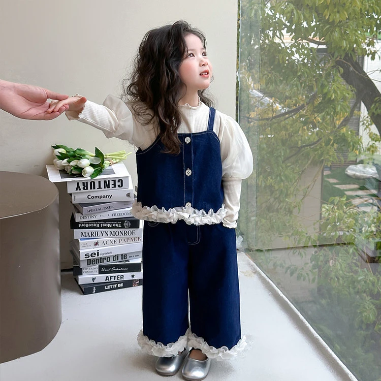 女童牛仔套装春秋季2025新款洋气儿童春装时髦女孩宝宝炸街三件套