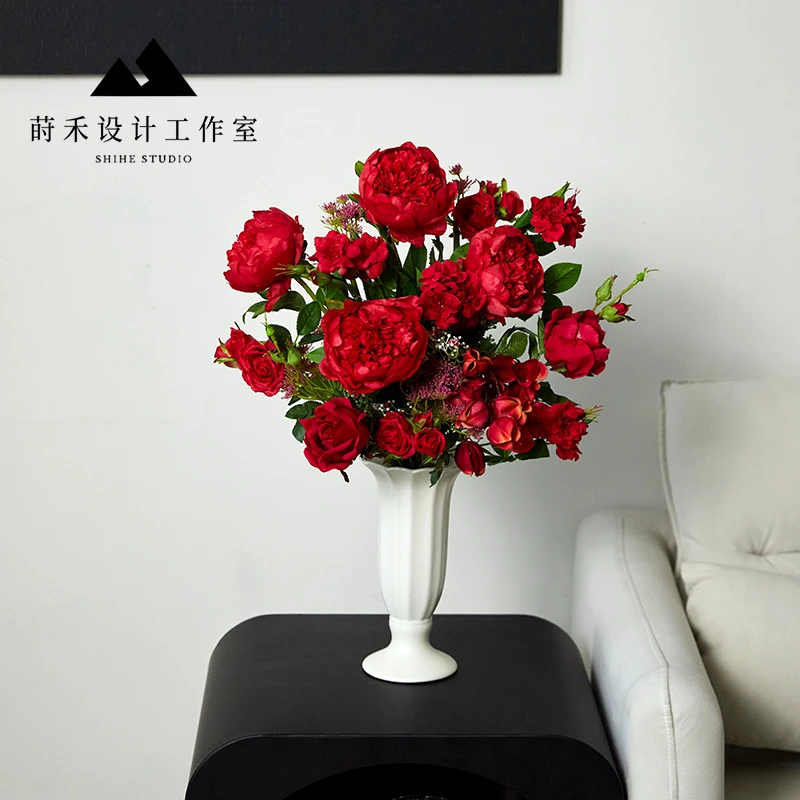 炽恋花束法式复古艺术感高级陶瓷花瓶敞口玫瑰百搭家居摆件