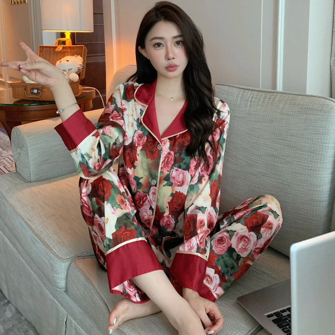 庄太补贴2025年春秋国风新中式款高级长袖长裤睡衣女家居服套装