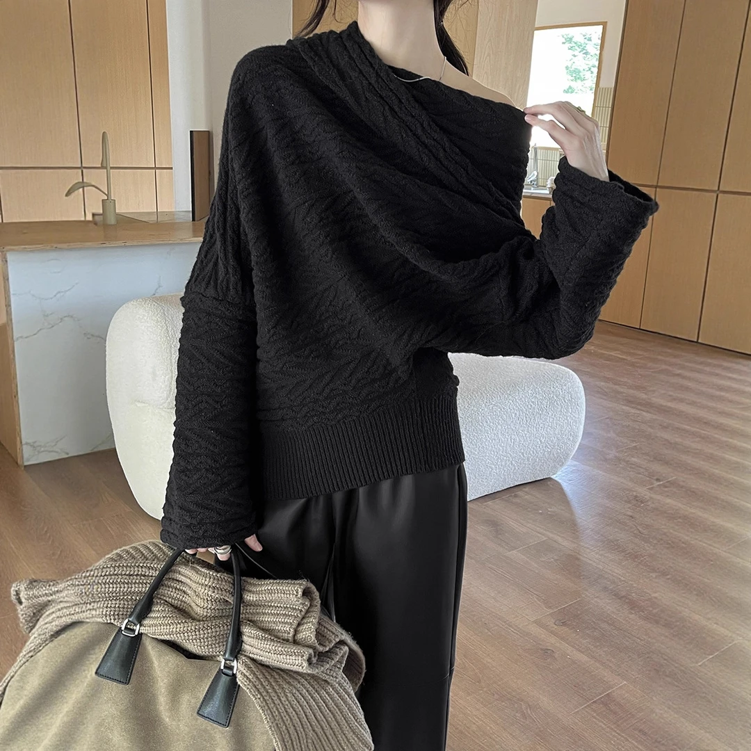 十三行冬绵羊绒不规则肌理感多穿法毛衣女