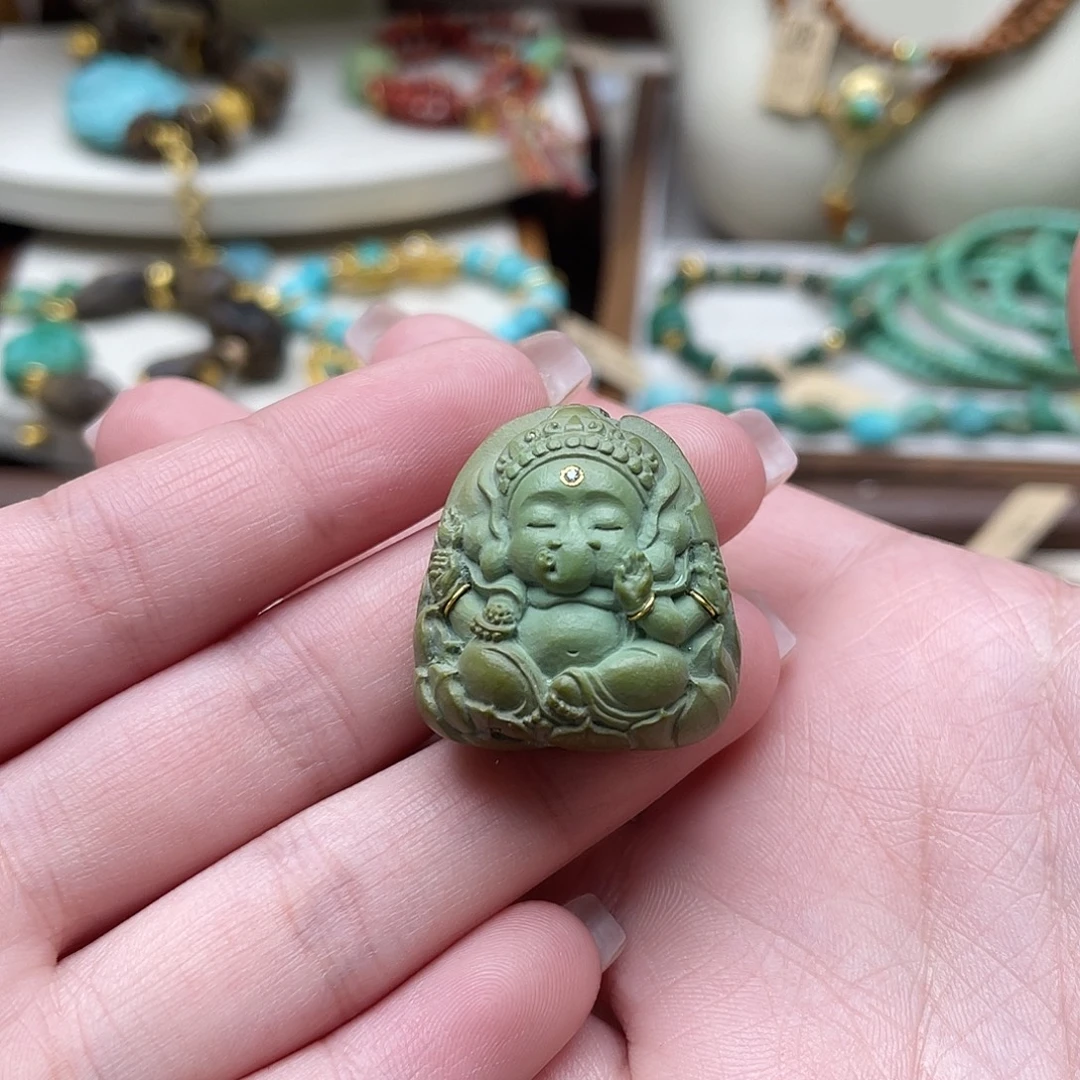 绿松石未镶嵌设计款四臂象神