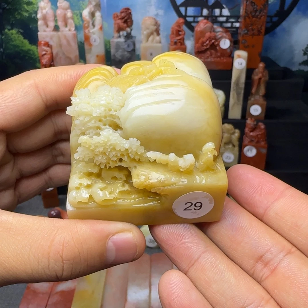 寿山石印石芙蓉观海听涛6.0公分印面