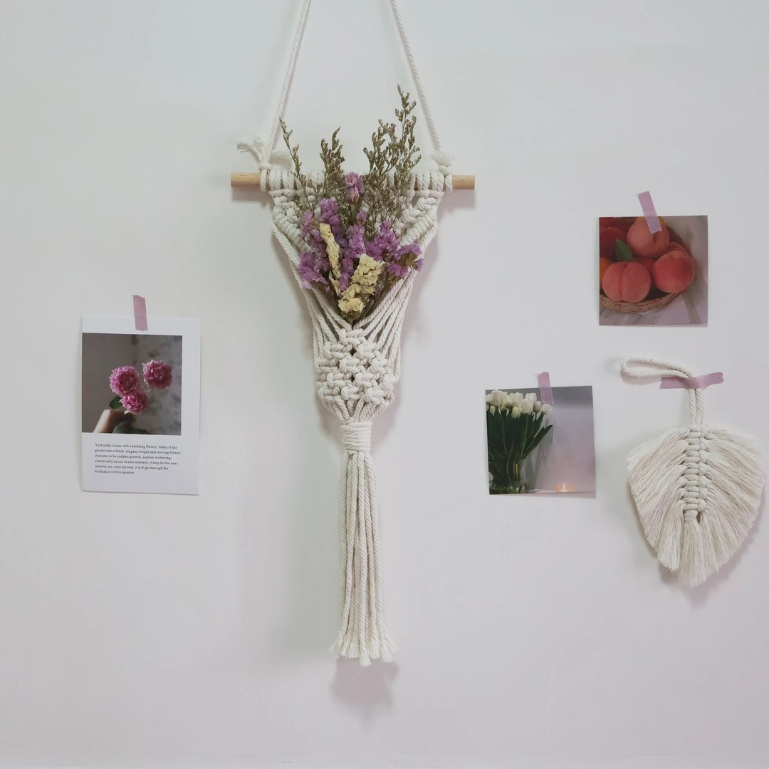 ins北欧波西米亚挂毯装饰网兜民宿卧室壁饰手工编织干花收纳网兜