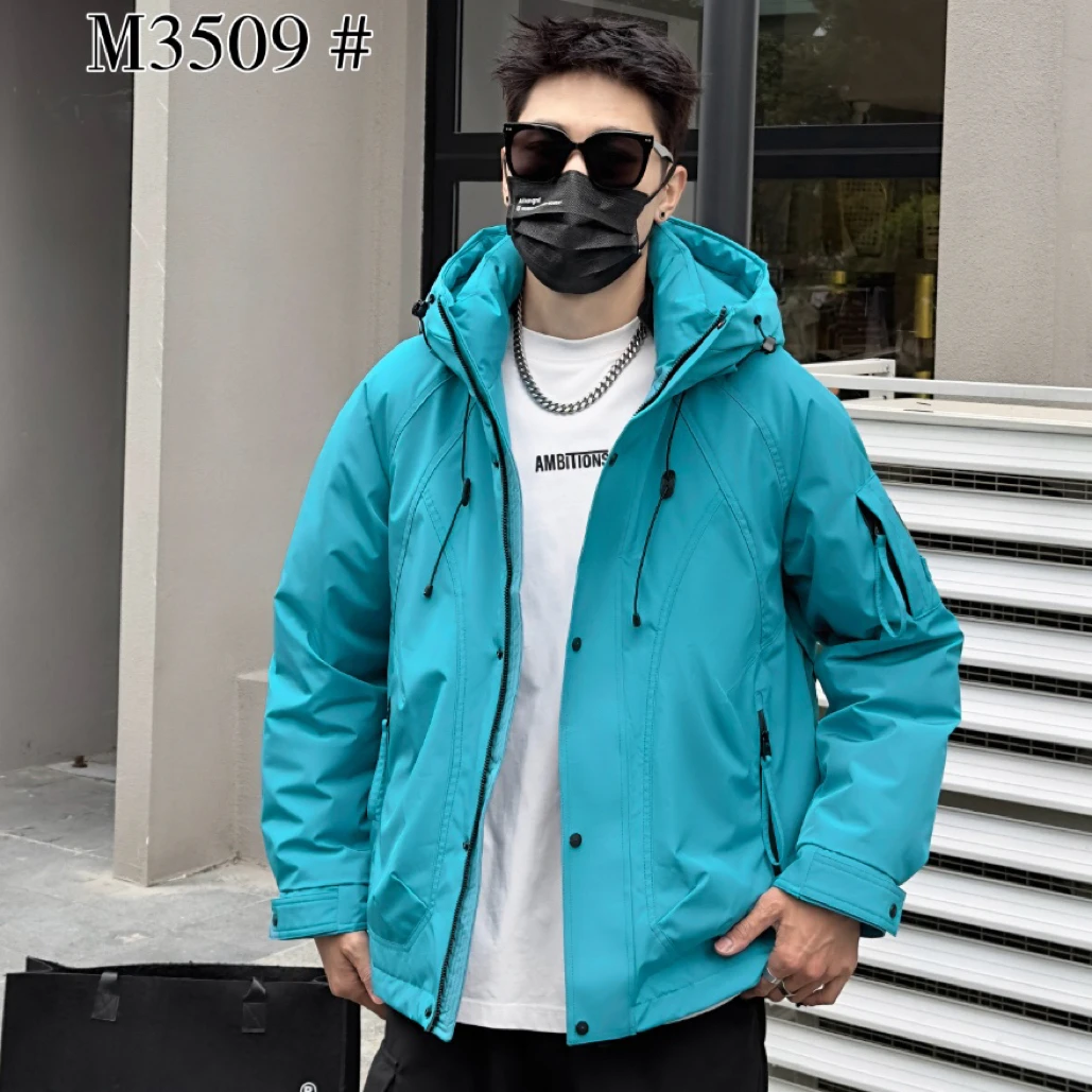 冬季工装连帽羽绒服男潮牌美式宽松羽绒外套青年百搭保暖上衣