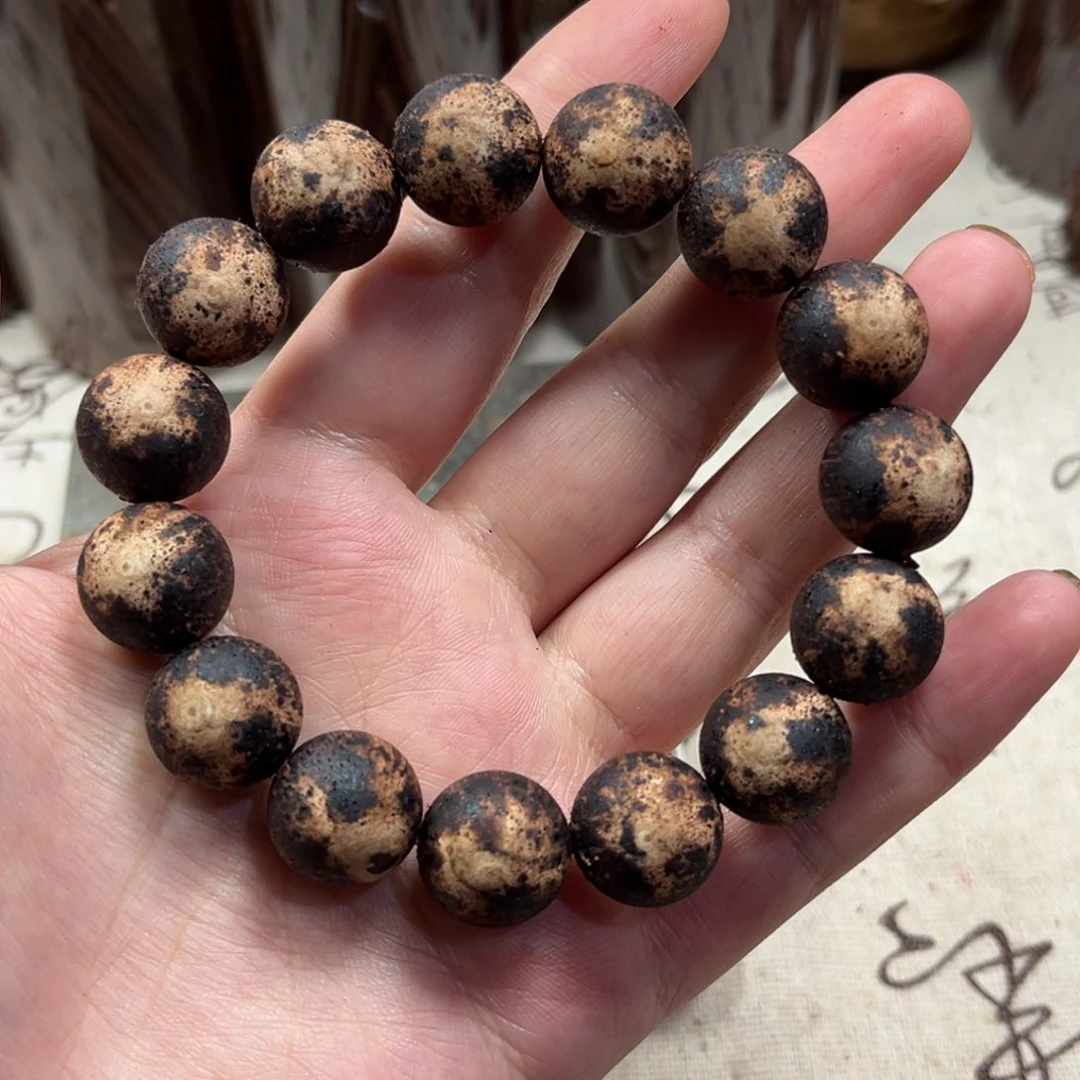 降真香手串/手链1.5x15藤心黄油烟花纹带黑油