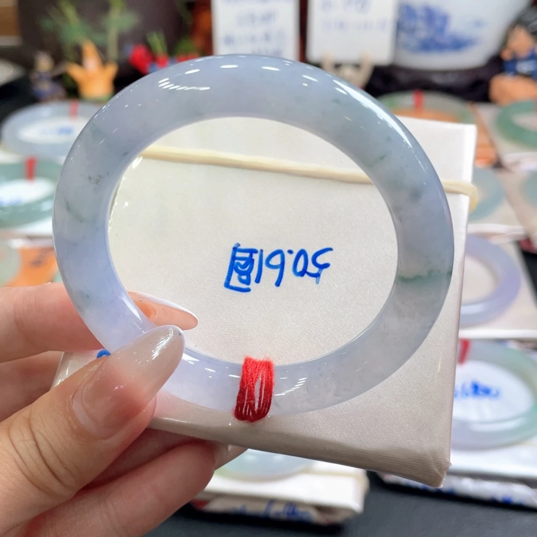 翡翠未镶嵌手镯50.8圈 冰莫奈花园