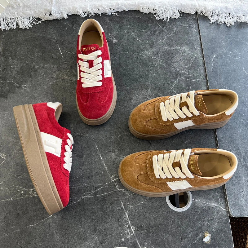 女士秋季新款时尚舒适百搭通勤真皮休闲小白鞋子女款网红款百搭