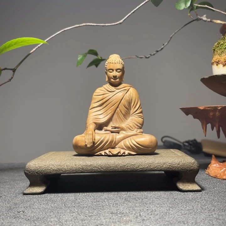 习***…木青石底座和印度老山檀香佛