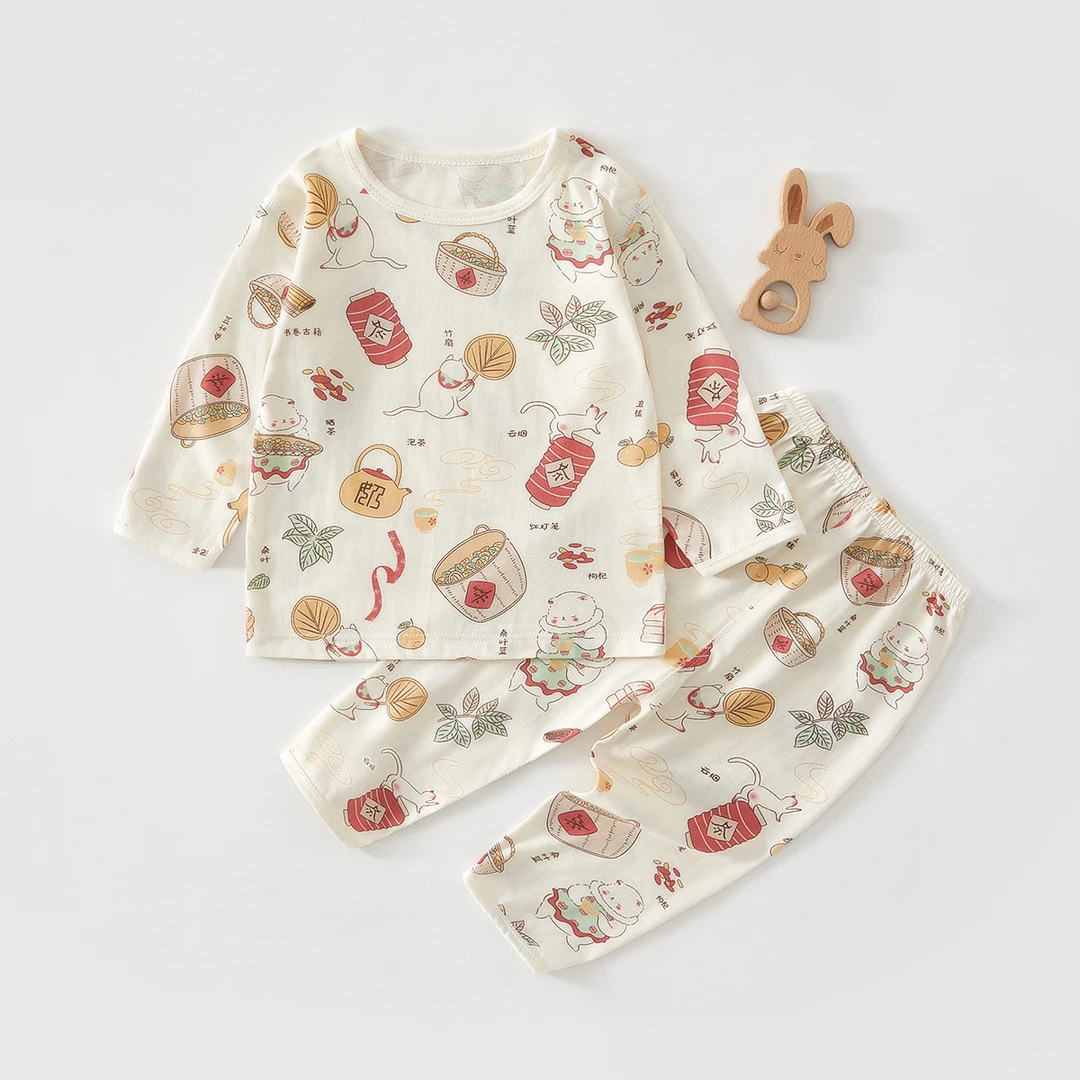 夏季婴童莫棉【古风-茶坊】分体空调服套装