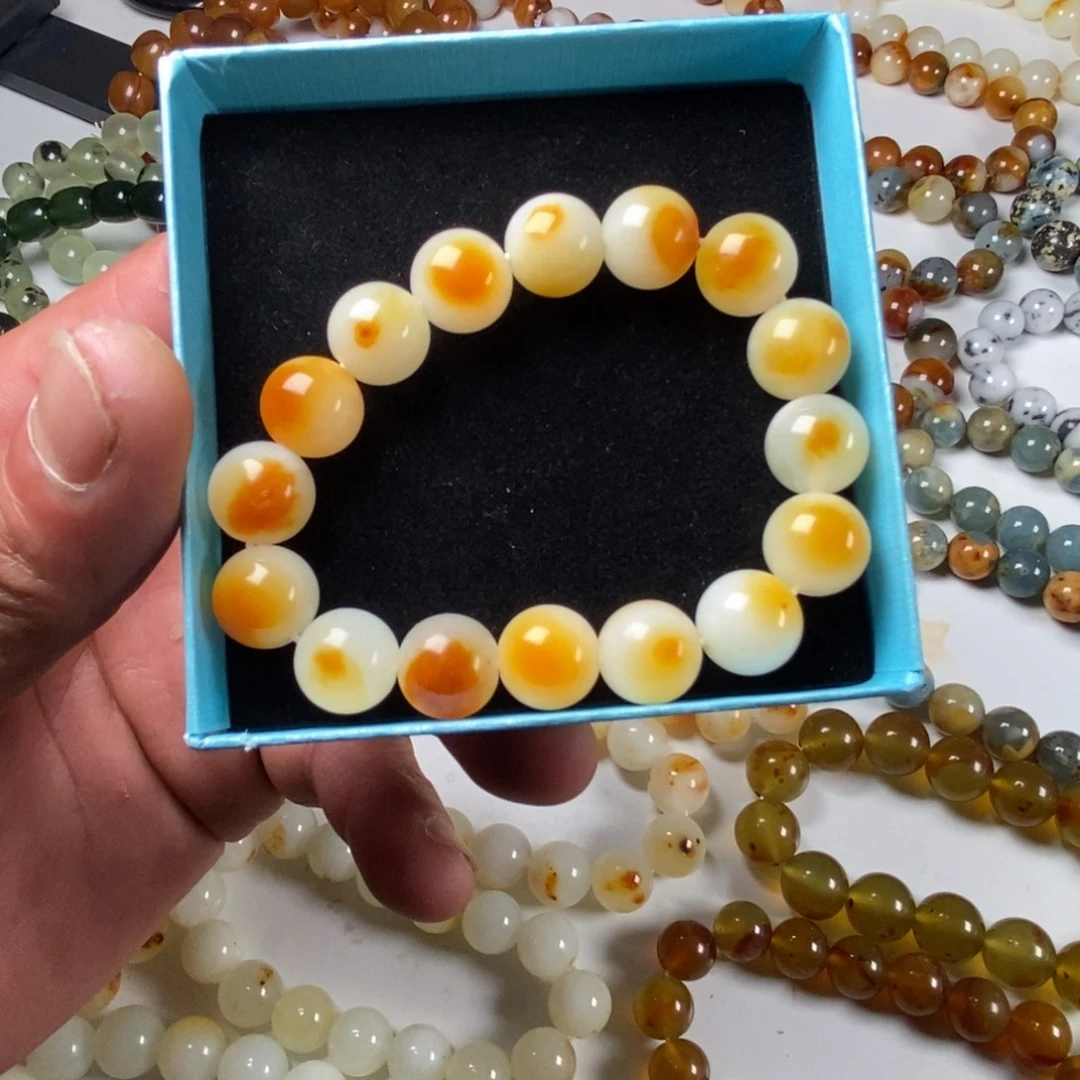 蛇纹石玉未镶嵌手链岫岩花玉油脂红白蓝13无科技精品