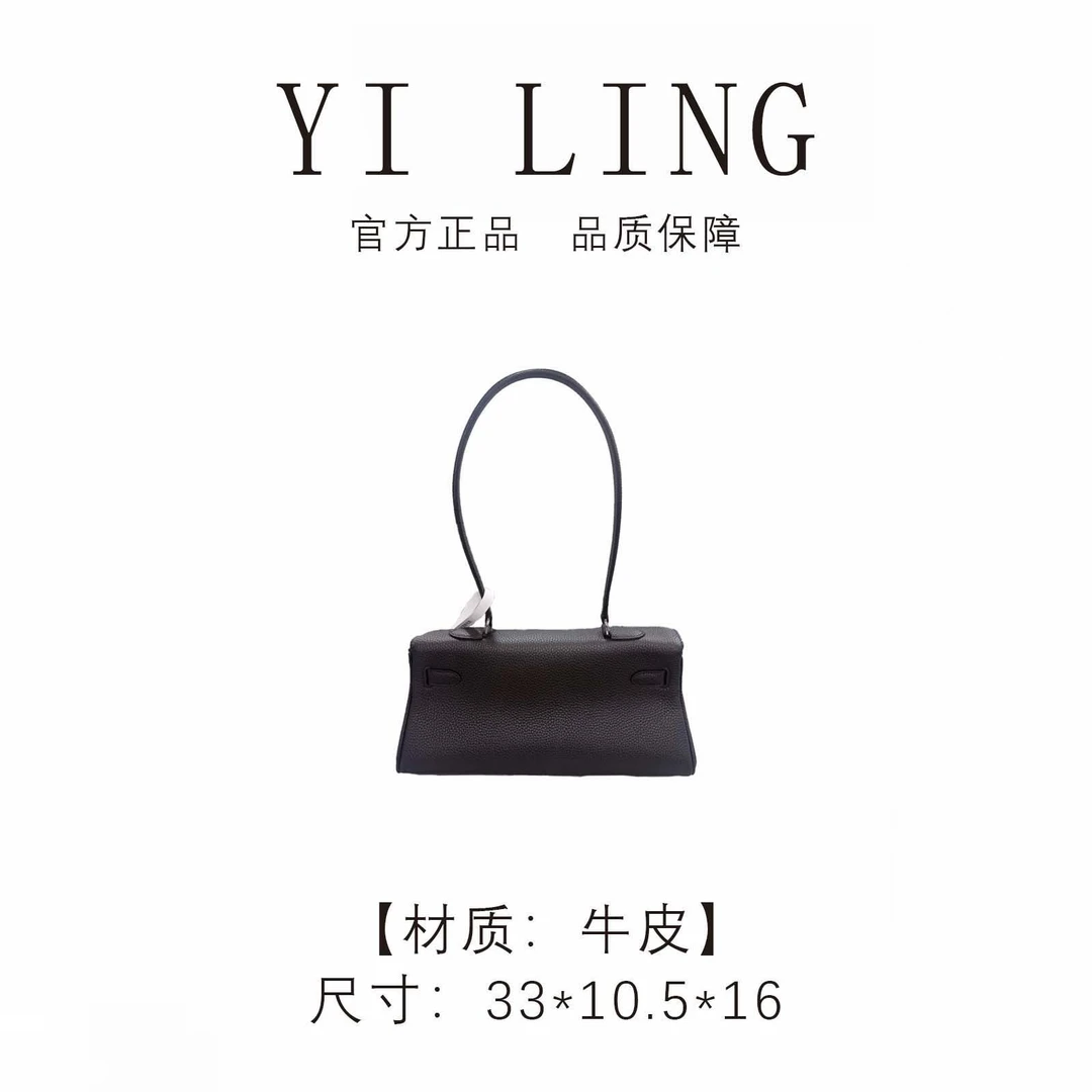 YI LING【2026新款】黑色 进口牛皮 手提包 30883
