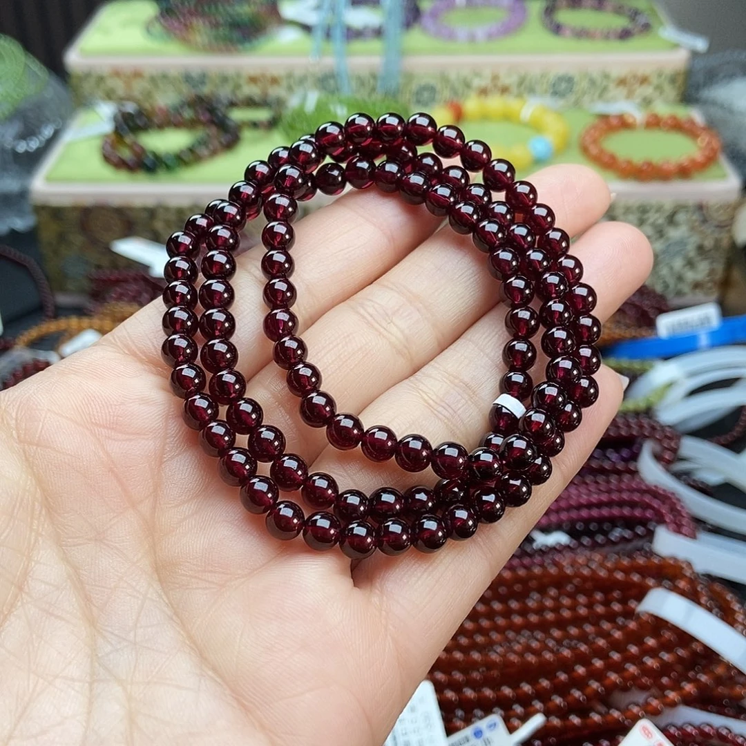迪***A手链未镶嵌石榴石手串5.5