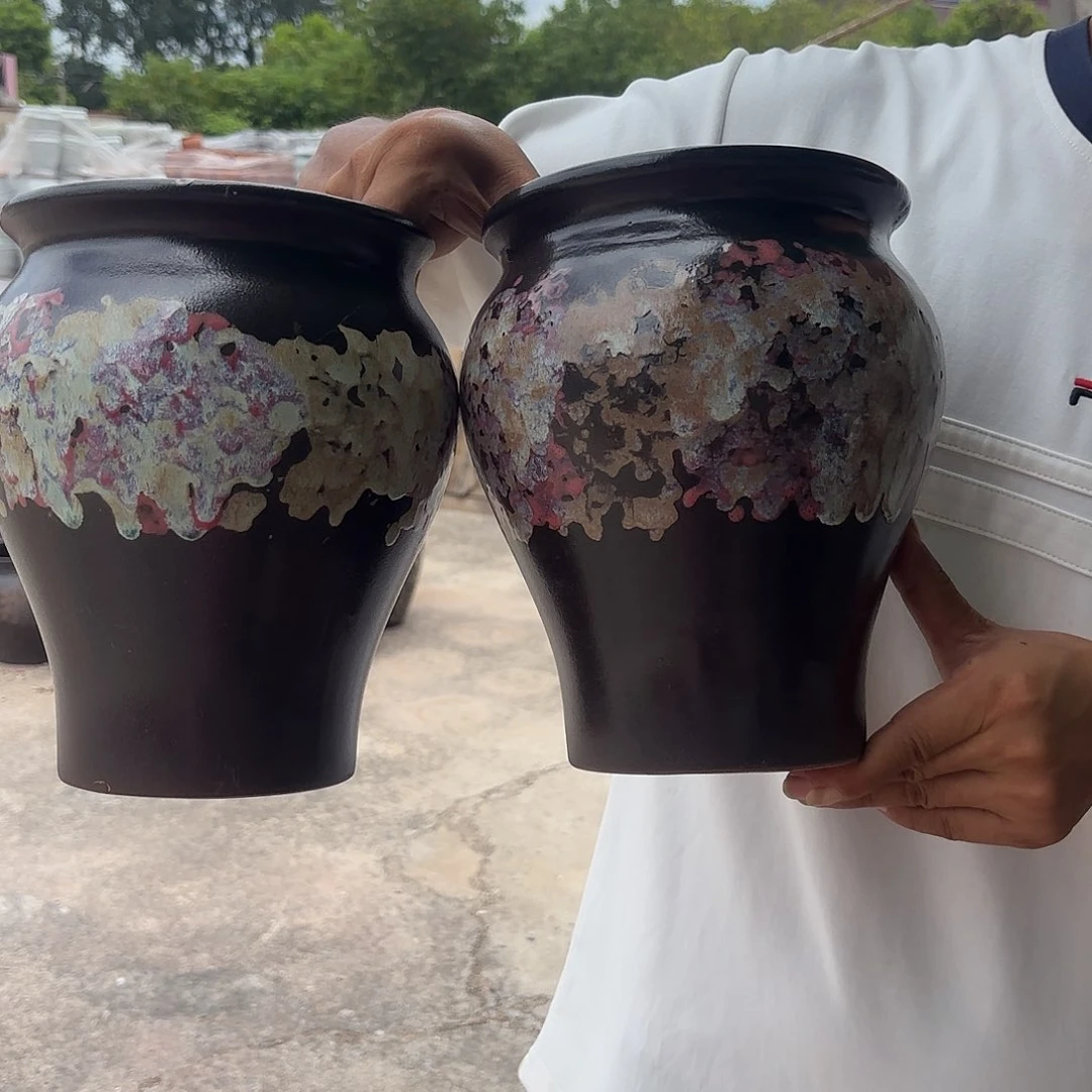 油画鱼尾两个胡口径18高度23