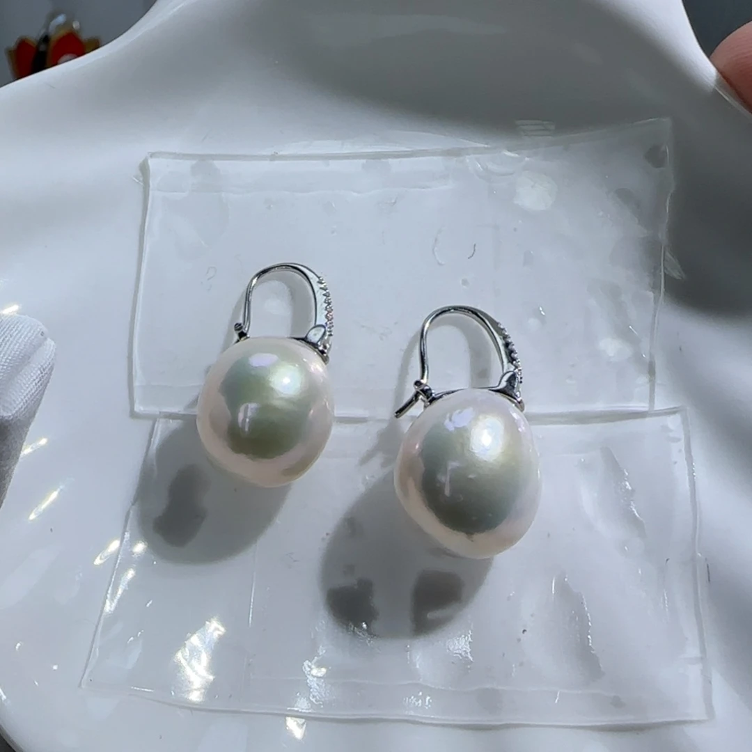 淡水珍珠耳饰银S925镶嵌