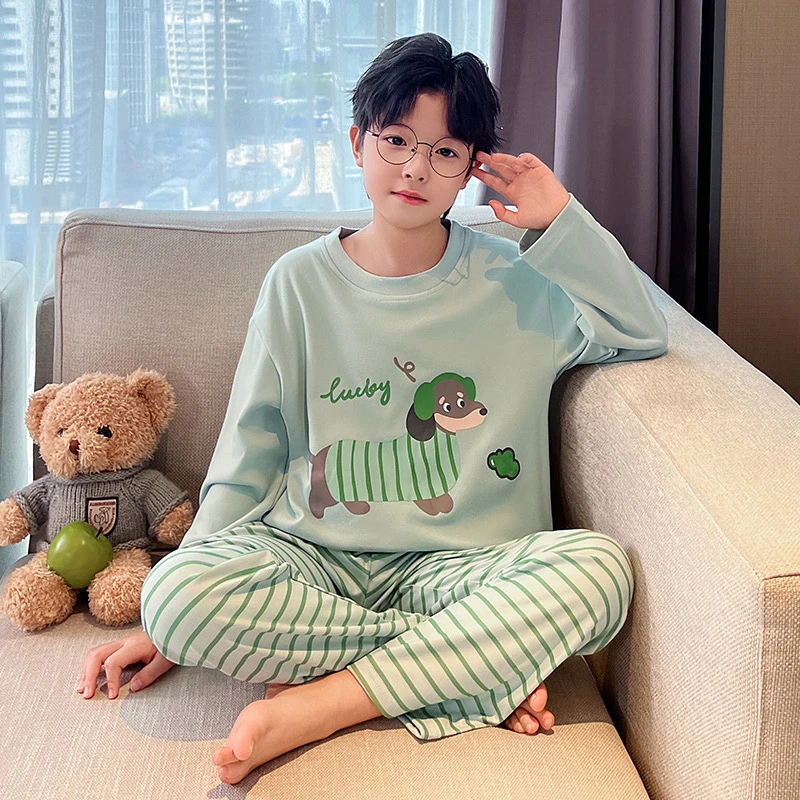 秋冬季德绒男童亲子睡衣保暖套装