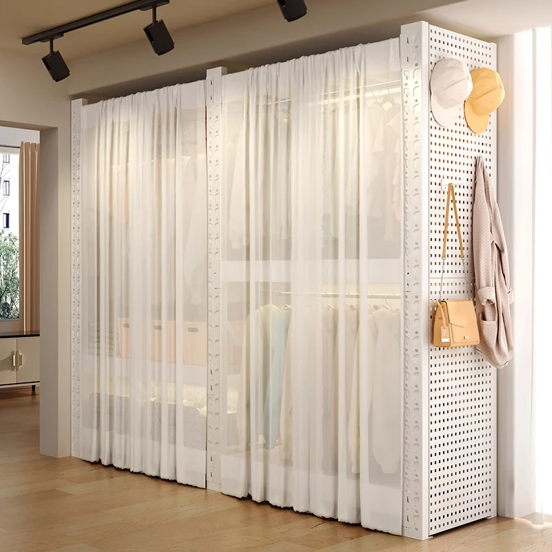 货架衣柜家用卧室出租房柜子收纳架防尘衣柜落地金属角钢简易衣柜