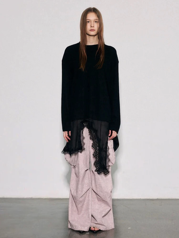 蕾丝拼接打底黑色250245