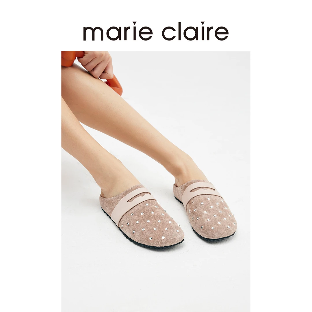 MC女鞋复古风闪钻勃肯拖鞋2025夏芒果头穆勒鞋marieclaire女鞋