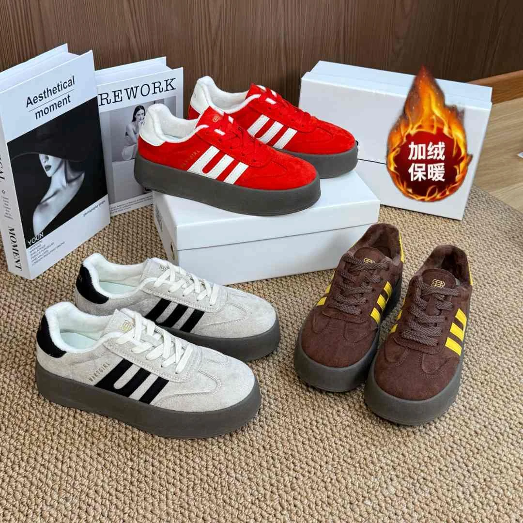 【新光夫妇专属】秋冬季加棉女鞋复古厚底德训鞋女鞋跑道休闲鞋