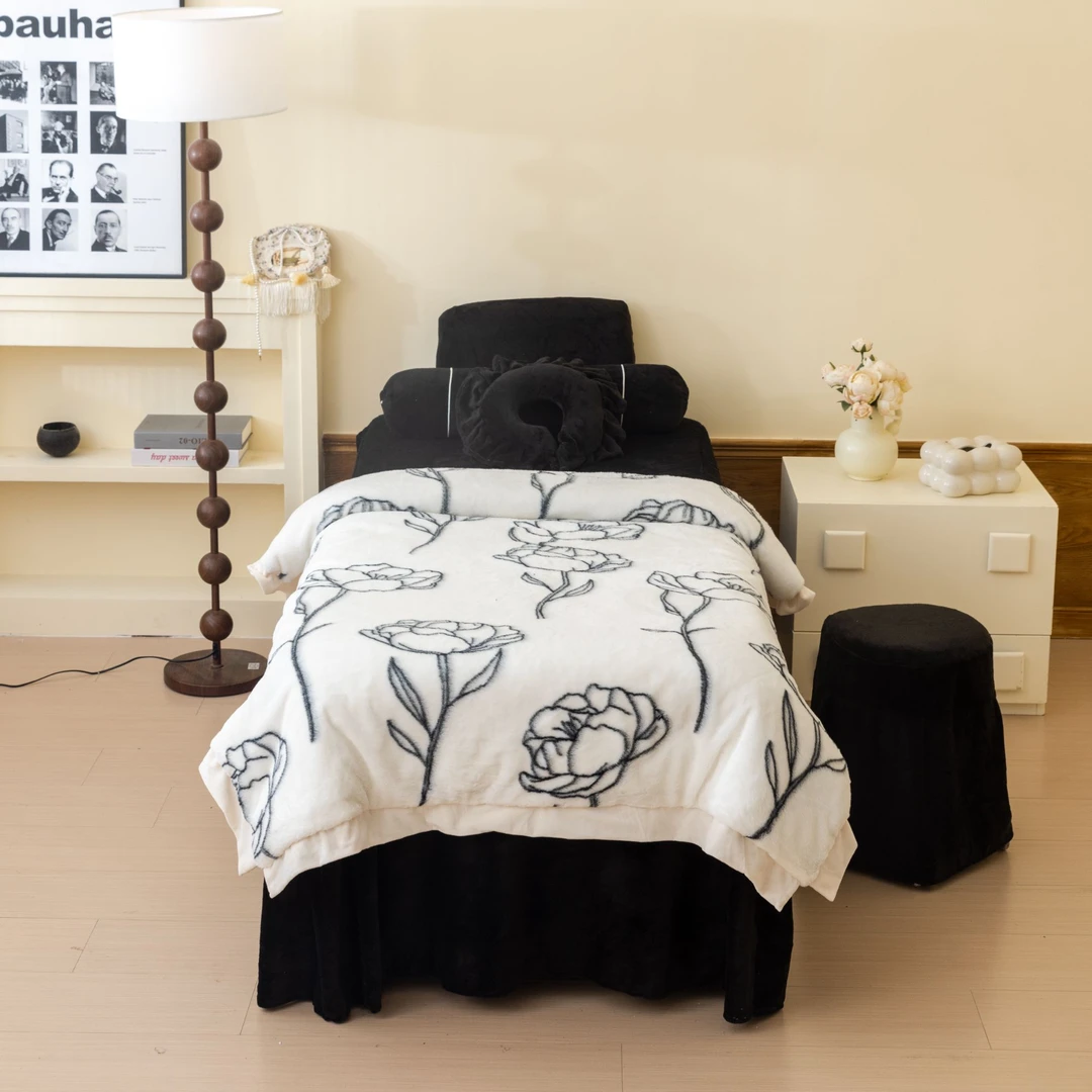 美容床罩四件套按摩床洗头床美容院高档轻奢仿兔绒秋冬美容床罩