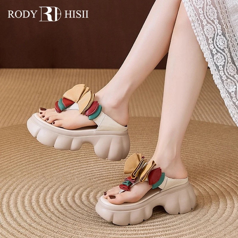 RODYHISII复古人字拖女2025新款夏季厚底罗马鞋外穿夹趾凉拖