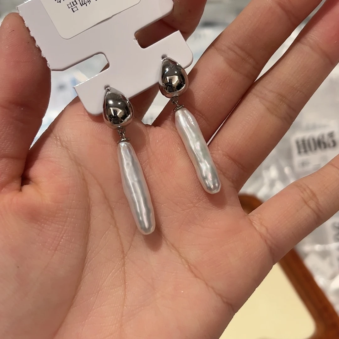 合金淡水珍珠耳饰