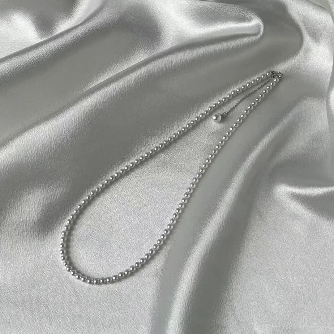 【小茶】4mm正圆冷白小米珠时尚百搭项链 贝珠