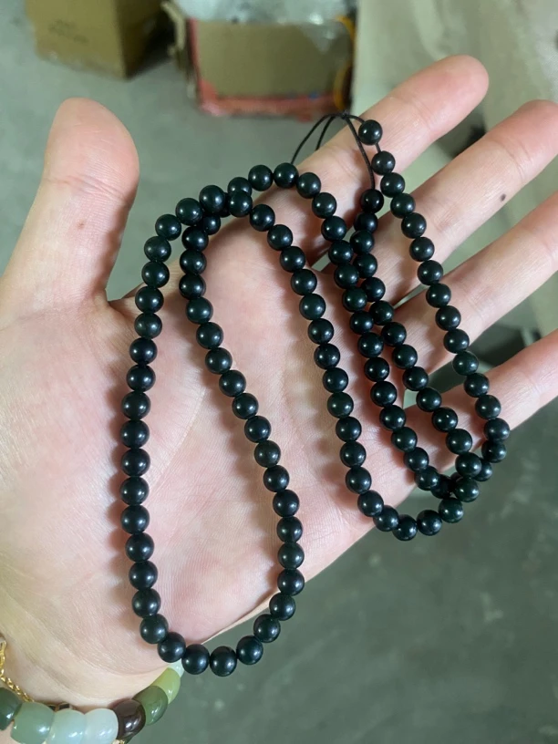 天然和田玉新疆昆仑黑青玉项链卡6 108颗链子