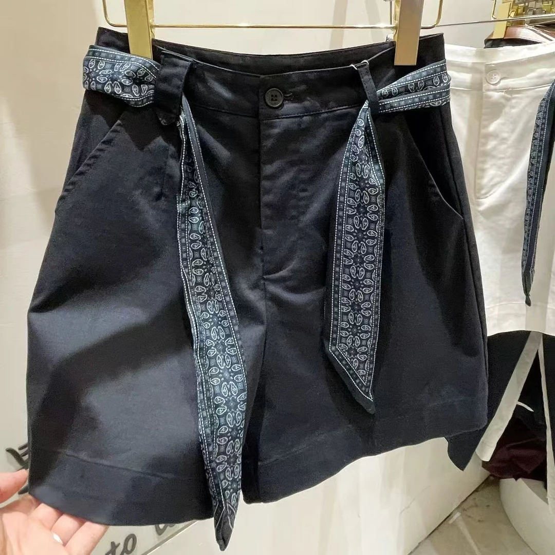 【代莹优选】378丝巾腰带A版休闲短裤