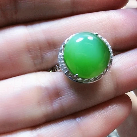 和田玉戒指银S925镶嵌