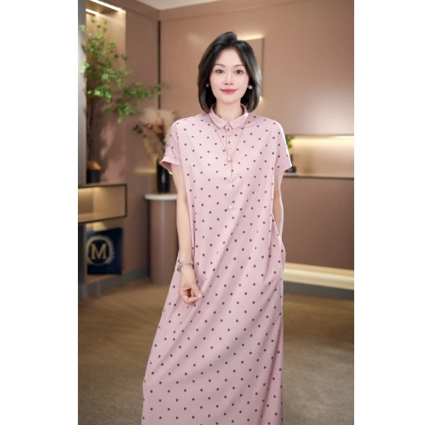 【主播同款】减龄百搭翻领舒适波点连衣裙6600