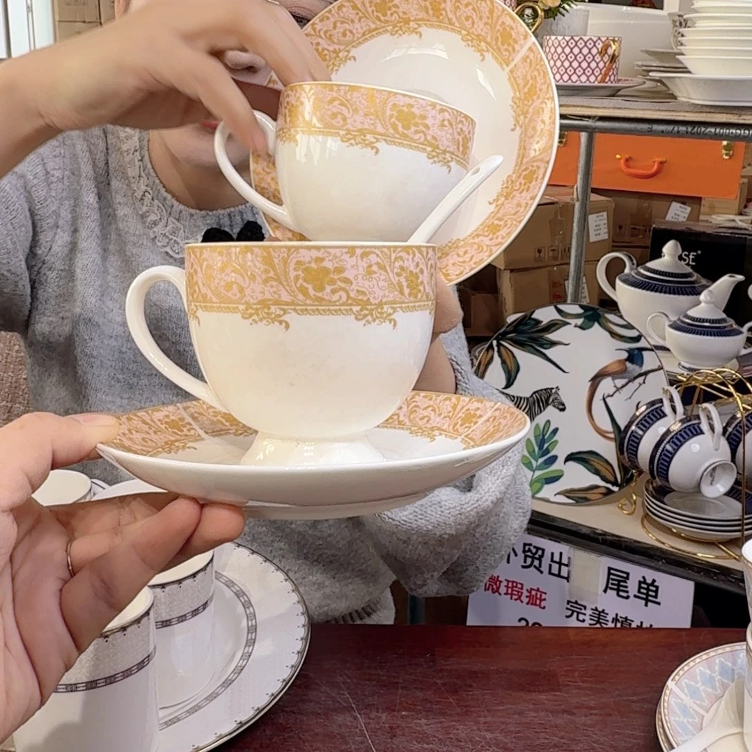 骨瓷骨瓷220ml咖啡杯碟2套（6件）