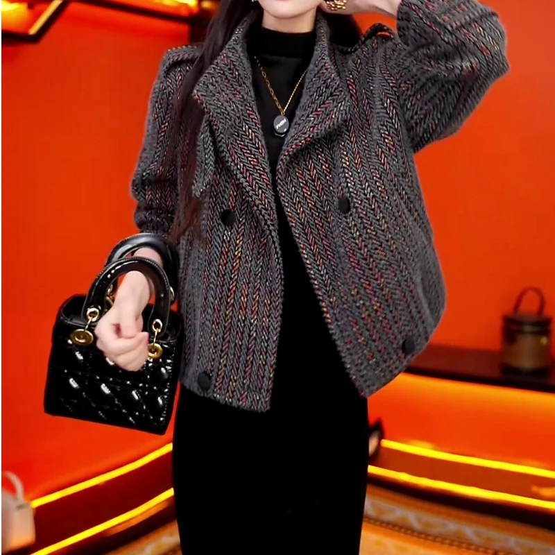 短款双面呢大衣女2025年秋冬季高级感新款小个子宽松显瘦夹克外套