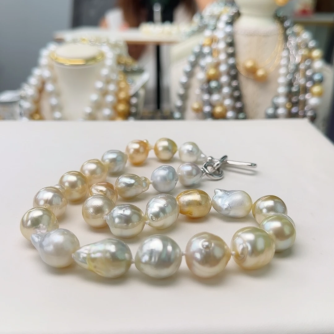 海水珍珠银S925镶嵌颈饰