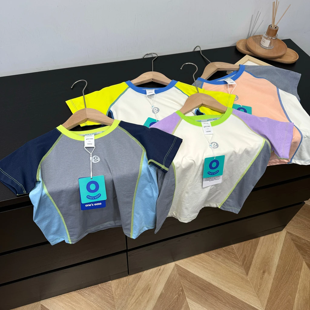 速干男女童夏季新款短袖T恤撞色运动短袖打底衫25新款8806