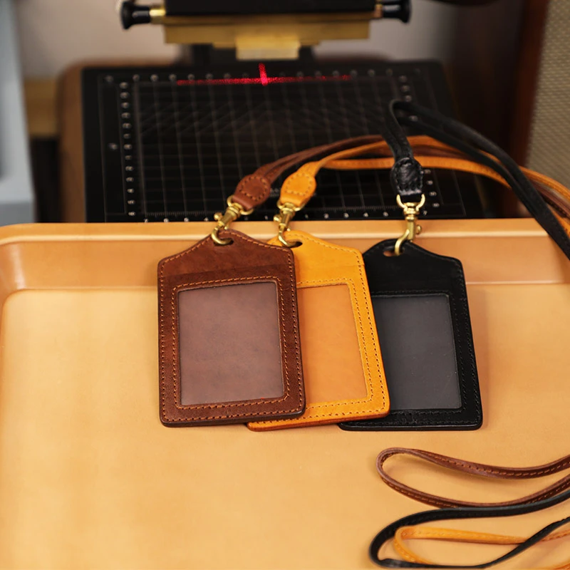 牛二家手工皮具真皮证件套胸牌工作牌公交卡保护套学生卡套