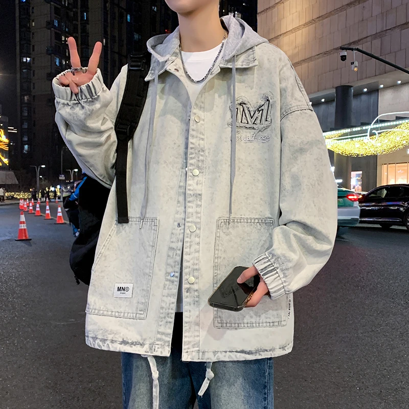 男士连帽外套2025春季新款港风青少年潮流学生宽松百搭帅气夹克男