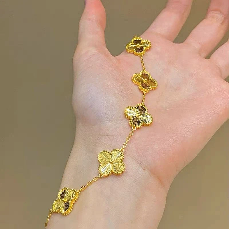 金色镭射幸运草手链ZD0436